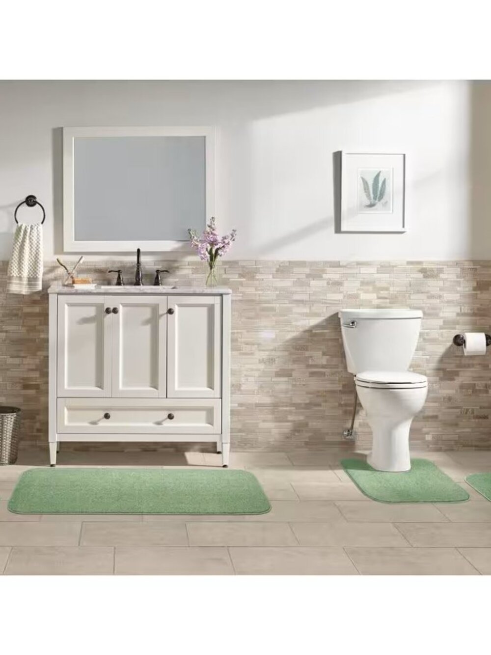 Garland Rug Bath Rug Set 4-Piece Deep Fern, NWT